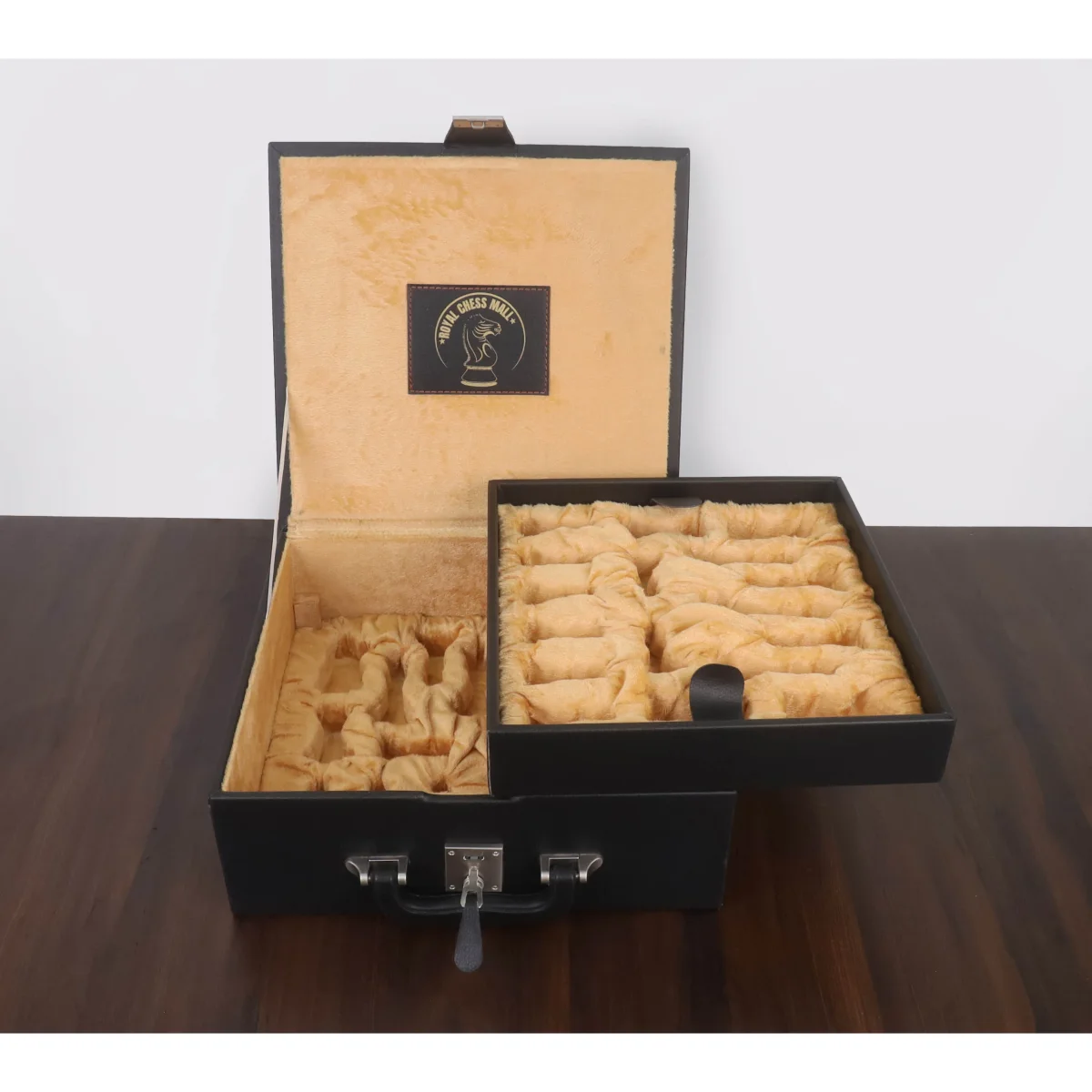 Leatherette Coffer Storage Box for Chess Pieces - 3.5" to 4.1" chessmen - with tray – Image 2