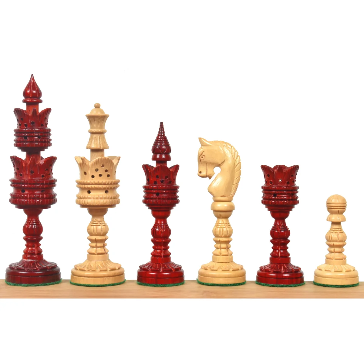 Slightly Imperfect 4.7" Hand Carved Lotus Series Chess Set- Chess Pieces Only in Weighted Bud Rosewood – Image 3