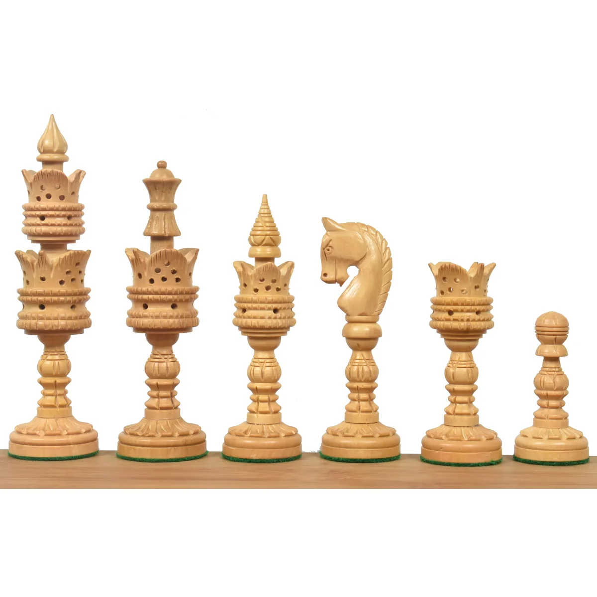 Slightly Imperfect 4.7" Hand Carved Lotus Series Chess Set- Chess Pieces Only in Weighted Bud Rosewood – Image 4