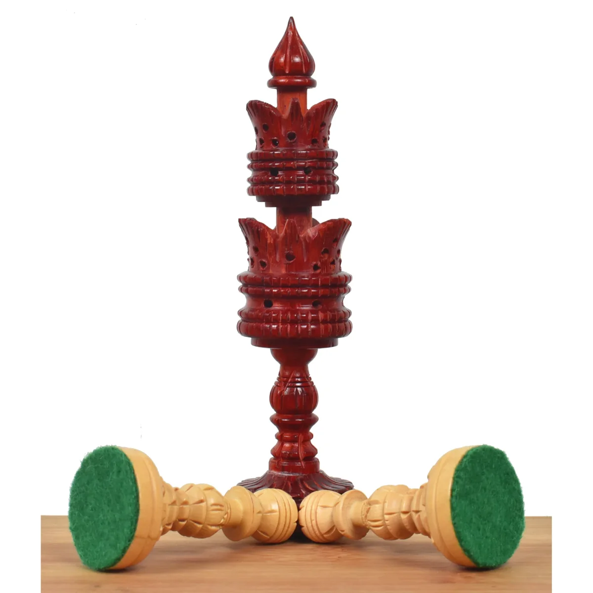 Slightly Imperfect 4.7" Hand Carved Lotus Series Chess Set- Chess Pieces Only in Weighted Bud Rosewood – Image 6