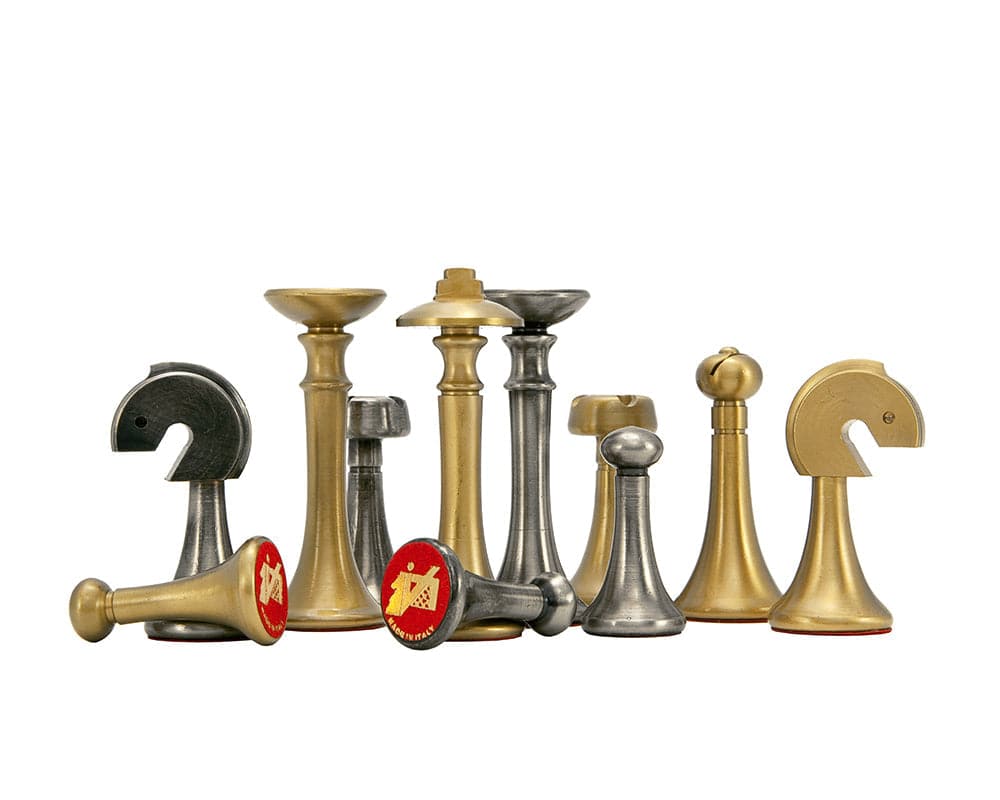 Pièces d'Échecs Metropolis Série 7 cm en Laiton et Nickel – Image 3