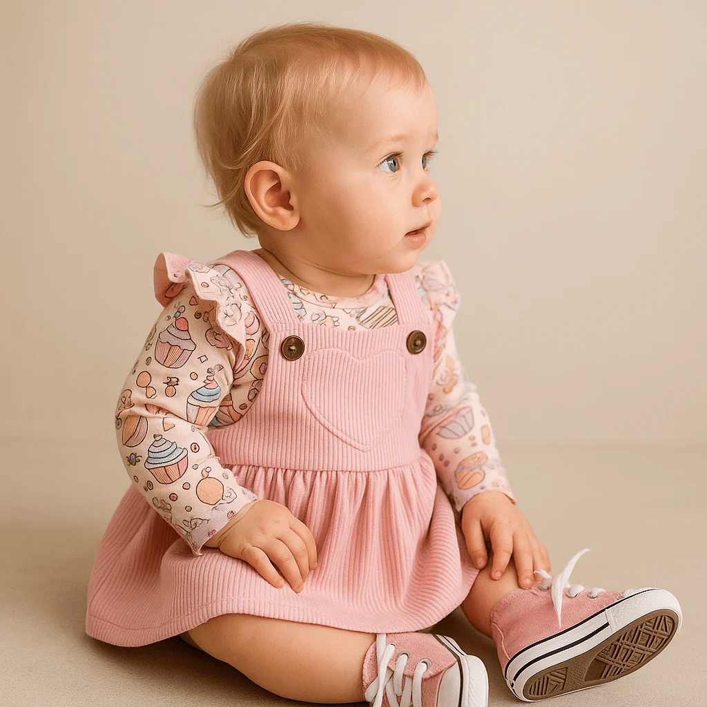 Baby Girl Pink Suspender Skirt – Image 2