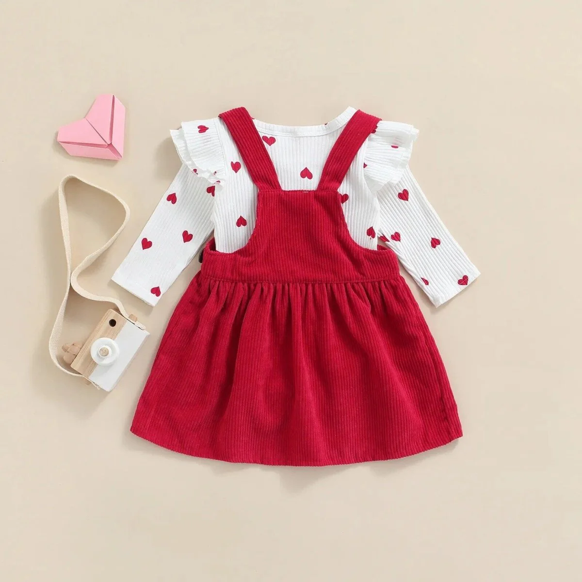 Baby Girl Red Suspender Skirt – Image 5